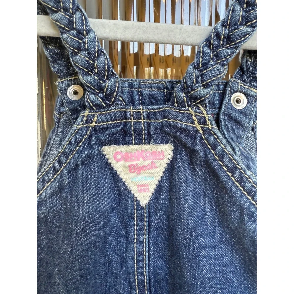 Vintage Oshkosh B'gosh Vestbak Jean‎ Short Overall Bubble Romper Girls Size 4T